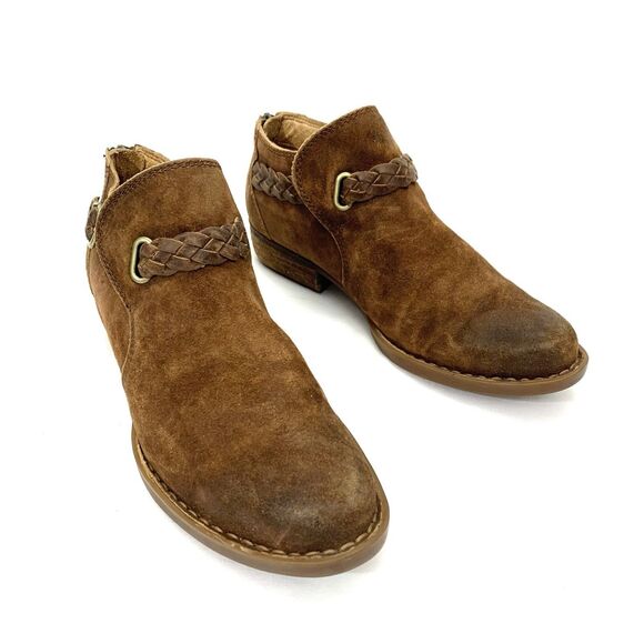 Born Sylvia Distressed Suede Ankle Booties Womens Size 7 M Tobacco Combo Brown - Picture 5 of 13